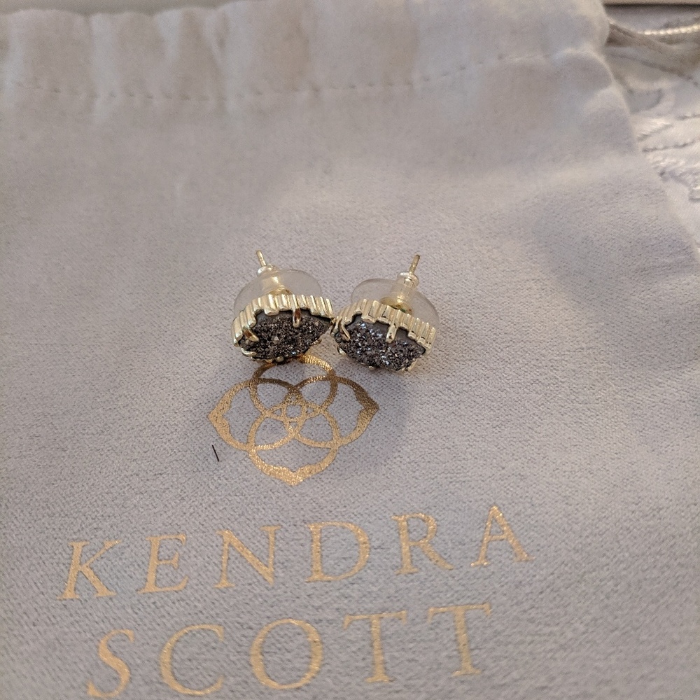 Kendra Scott Platinum drusy Tessa earrings